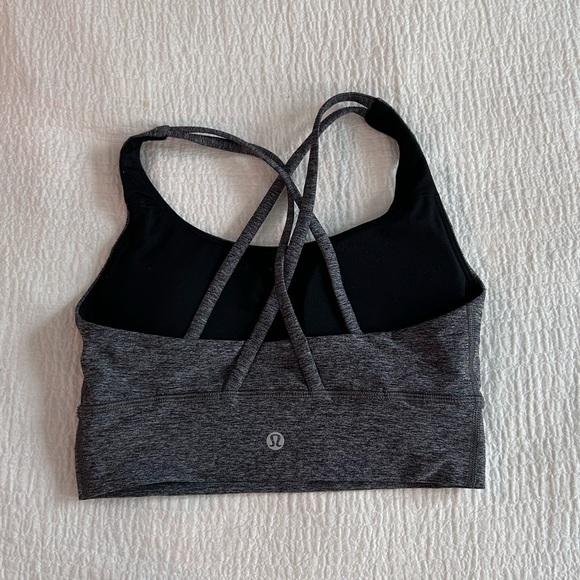 Lululemon Heathered Gray/Black Energy Bra Long Line - Picture 2 of 5